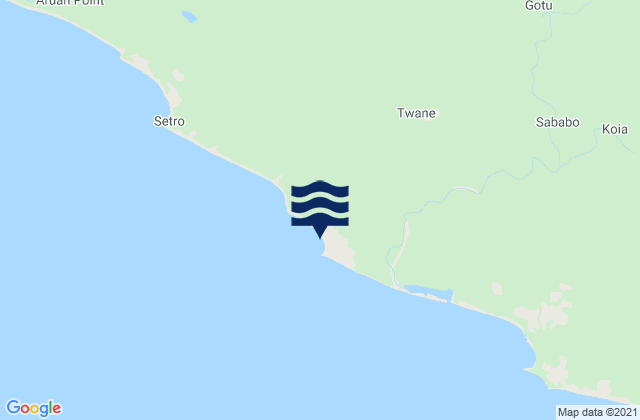 Mappa delle maree di Nuohn Point, Liberia