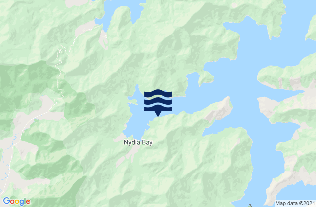 Mappa delle maree di Nydia Bay, New Zealand