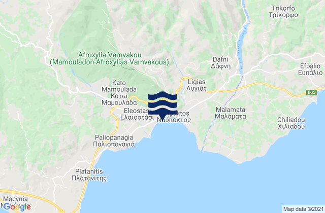 Mappa delle maree di Náfpaktos, Greece