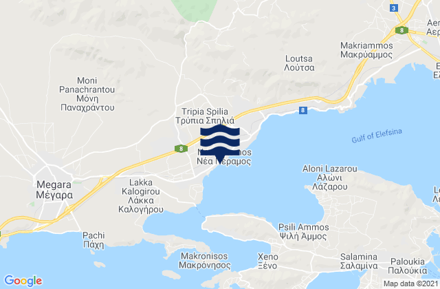 Mappa delle maree di Néa Péramos, Greece