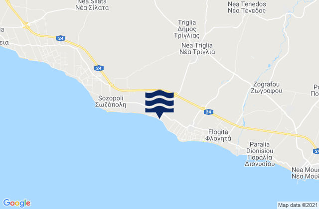 Mappa delle maree di Néa Tríglia, Greece