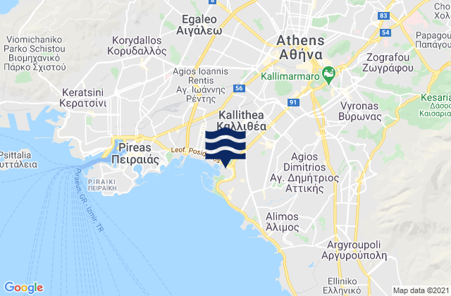 Mappa delle maree di Néo Psychikó, Greece