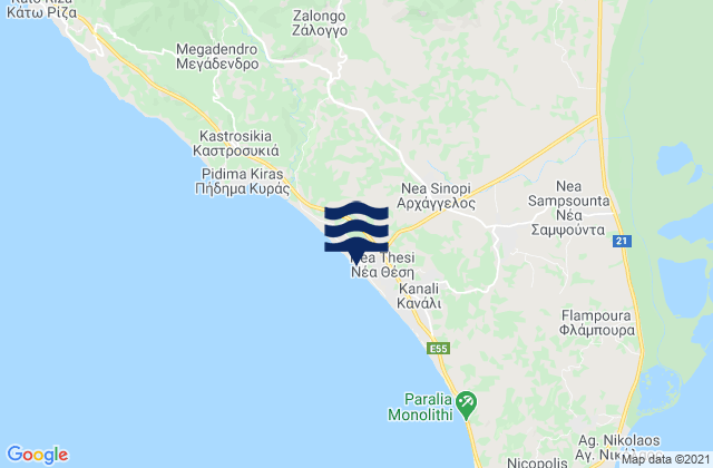 Mappa delle maree di Néos Oropós, Greece