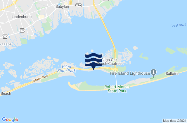 Mappa delle maree di Oakbeach, Long Island, United States