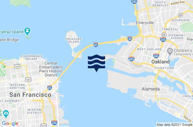 Mappa delle maree di Oakland 7th St. Marine 0.6 nmi. SSW of, United States
