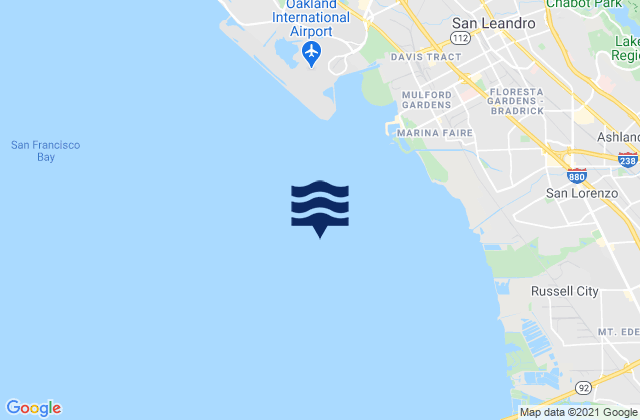 Mappa delle maree di Oakland Airport SW, United States