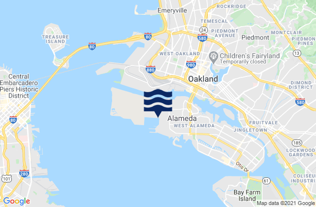 Mappa delle maree di Oakland Berth 67, United States