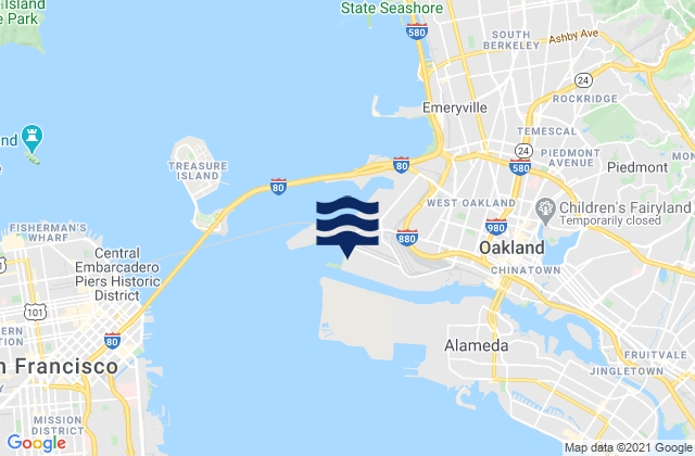 Mappa delle maree di Oakland Inner Harbor Channel, United States