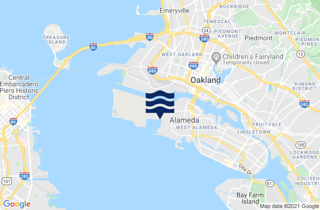 Mappa delle maree di Oakland Inner Harbor, United States