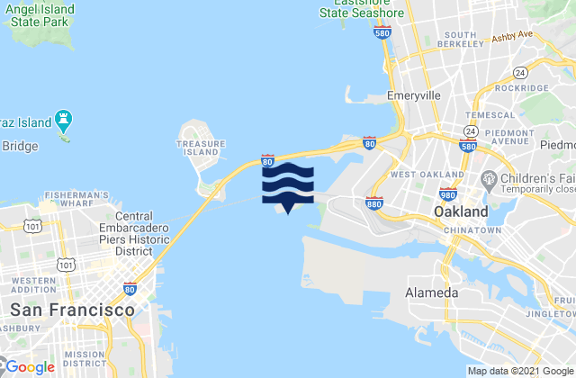 Mappa delle maree di Oakland Middle Harbor, United States
