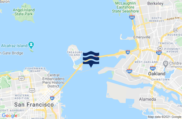 Mappa delle maree di Oakland Yerba Buena Island, United States