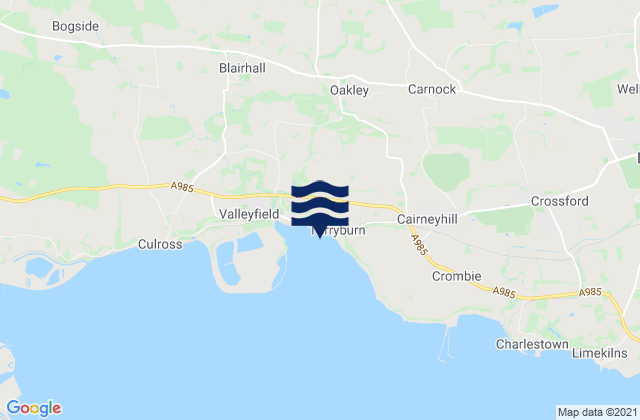 Mappa delle maree di Oakley, United Kingdom