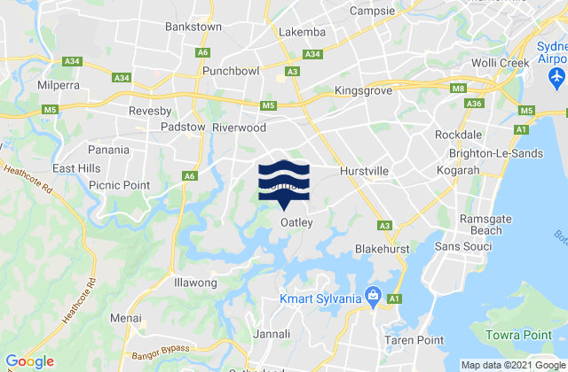 Mappa delle maree di Oatley, Australia