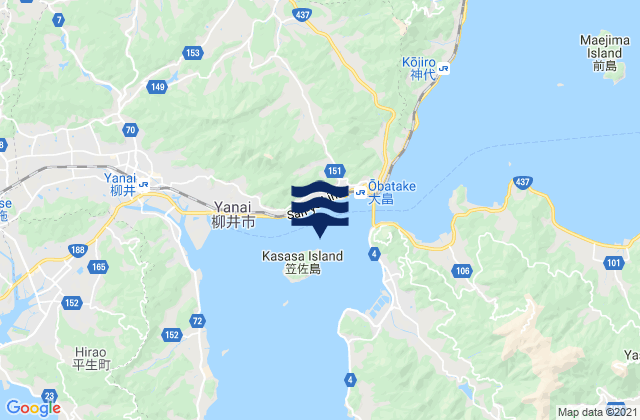 Mappa delle maree di Obatake Seto, Japan
