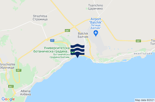 Mappa delle maree di Obshtina Balchik, Bulgaria