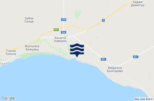 Mappa delle maree di Obshtina Kavarna, Bulgaria