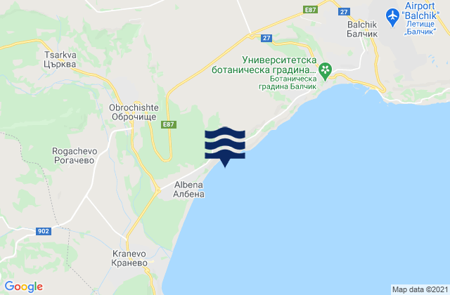 Mappa delle maree di Obshtina Krushari, Bulgaria