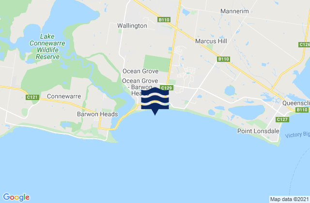 Mappa delle maree di Ocean Grove, Australia