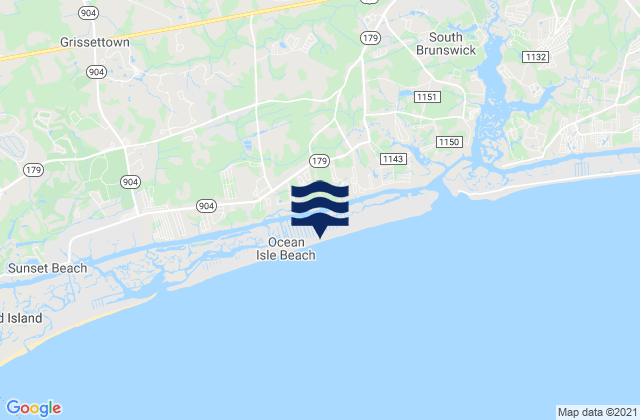 Mappa delle maree di Ocean Isle Beach, United States