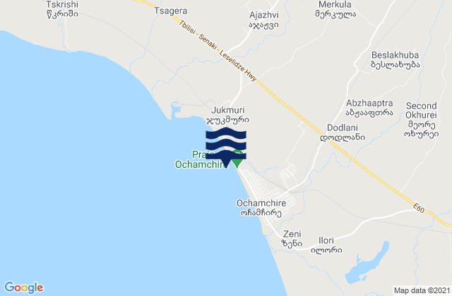 Mappa delle maree di Ochamchira District, Georgia