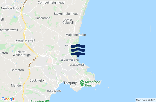 Mappa delle maree di Oddicombe Beach, United Kingdom