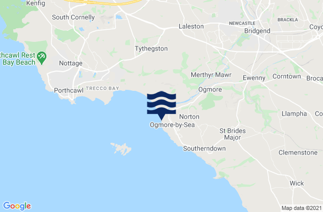 Mappa delle maree di Ogmore-by-Sea Beach, United Kingdom