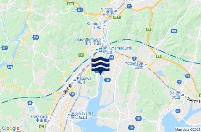 Mappa delle maree di Ogōri-shimogō, Japan