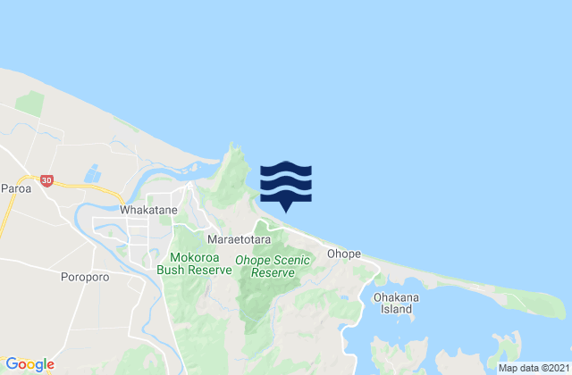 Mappa delle maree di Ohope Beach, New Zealand