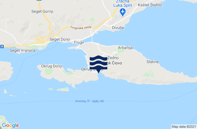 Mappa delle maree di Okrug, Croatia