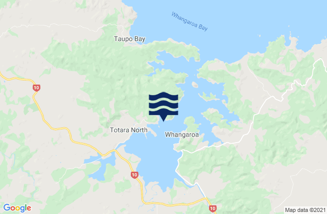 Mappa delle maree di Okura Bay, New Zealand