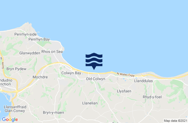 Mappa delle maree di Old Colwyn Beach, United Kingdom