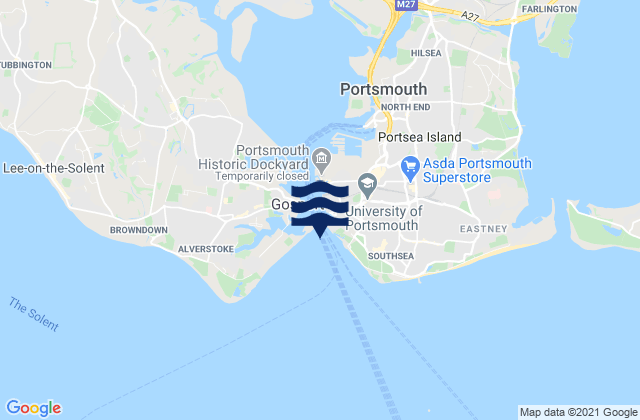 Mappa delle maree di Old Portsmouth Beach, United Kingdom