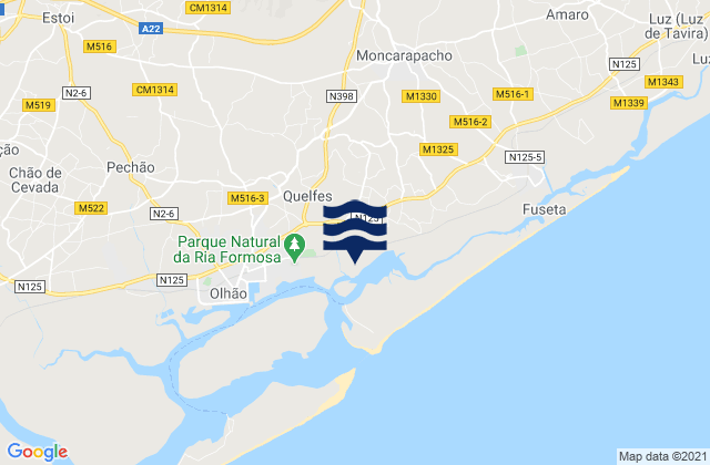 Mappa delle maree di Olhão, Portugal