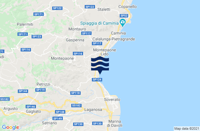 Mappa delle maree di Olivadi, Italy