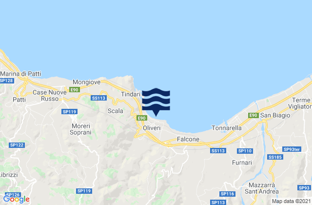 Mappa delle maree di Oliveri, Italy