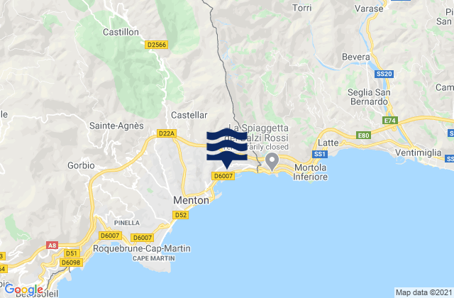 Mappa delle maree di Olivetta San Michele, Italy