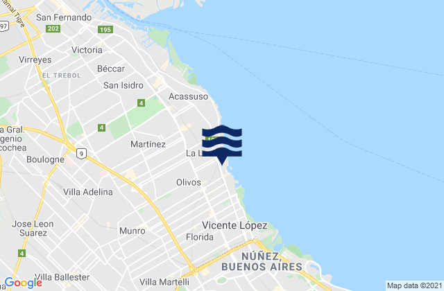 Mappa delle maree di Olivos, Argentina