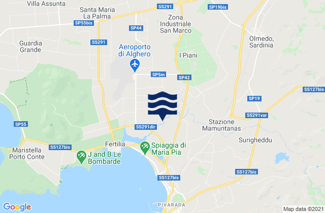 Mappa delle maree di Olmedo, Italy