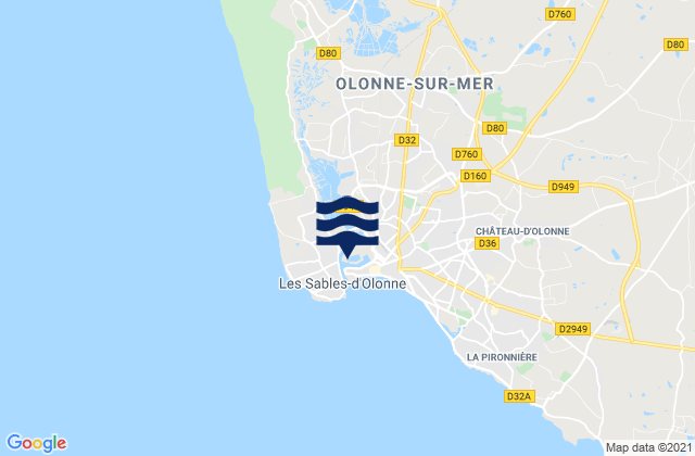Mappa delle maree di Olonne-sur-Mer, France