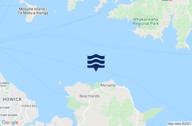 Mappa delle maree di Omana Beach, New Zealand