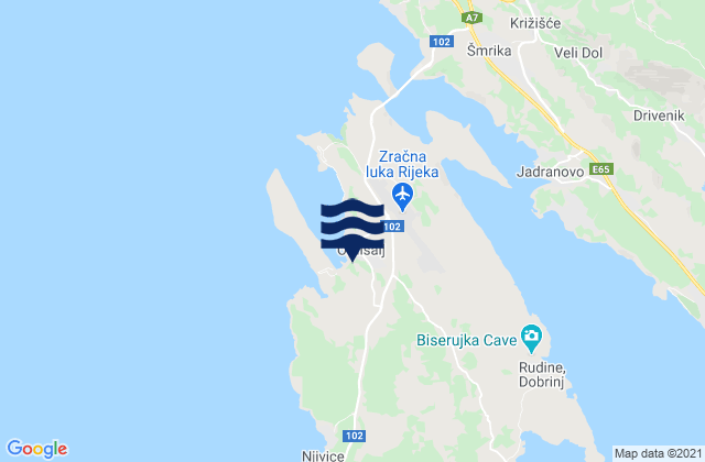 Mappa delle maree di Omišalj, Croatia