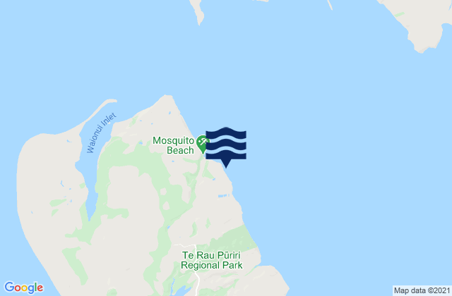 Mappa delle maree di Omokoiti Bay, New Zealand