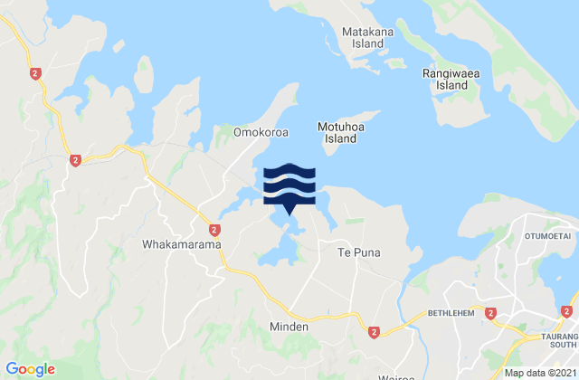 Mappa delle maree di Omokoroa Beach, New Zealand