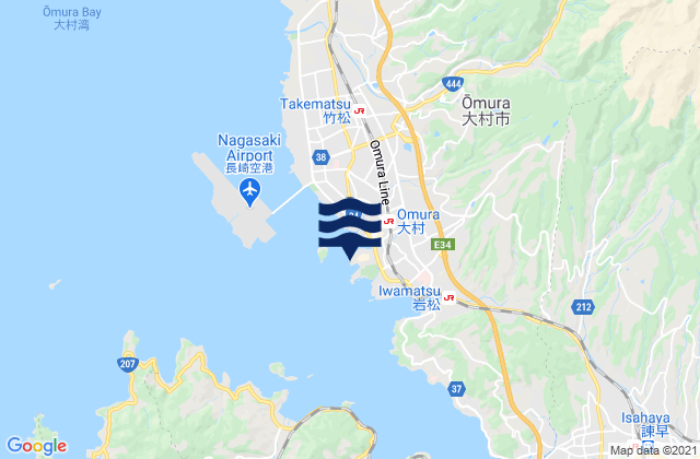 Mappa delle maree di Omura Omura Wan, Japan
