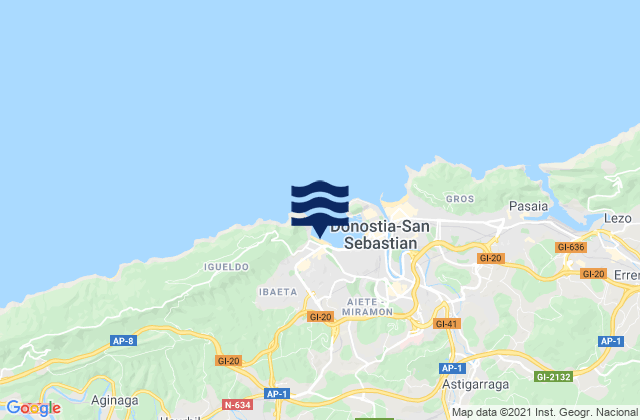 Mappa delle maree di Ondarreta, Spain