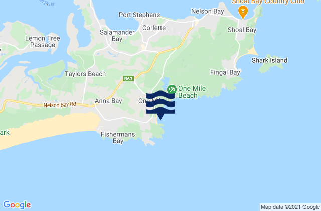 Mappa delle maree di One Mile Beach, Australia