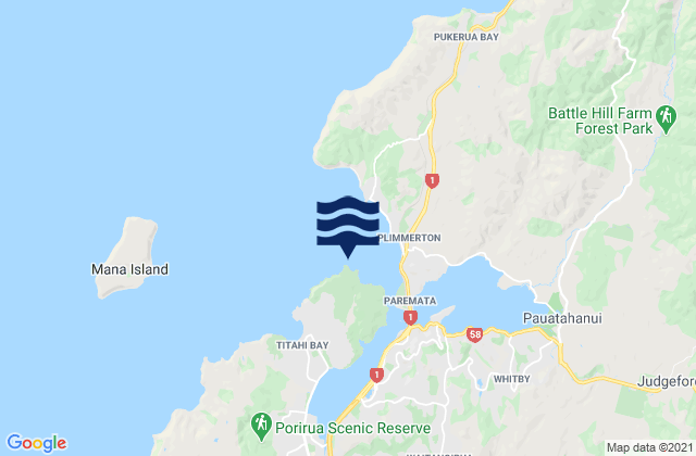Mappa delle maree di Onehunga Bay, New Zealand