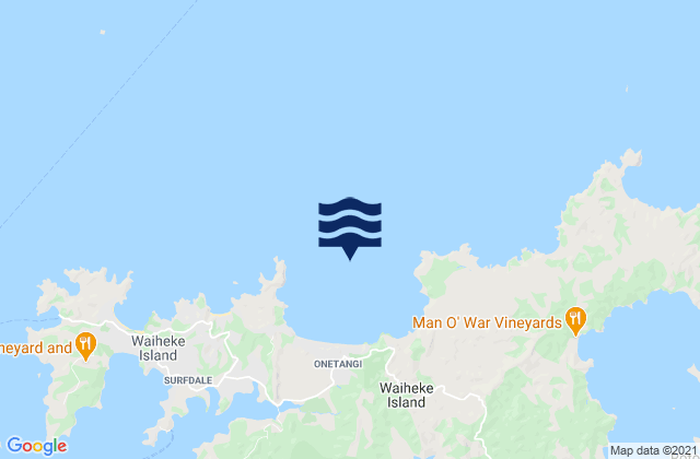 Mappa delle maree di Onetangi Bay, New Zealand