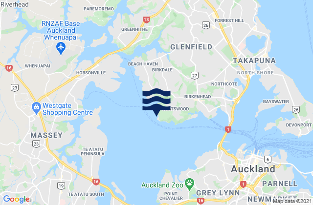 Mappa delle maree di Onetaunga Bay, New Zealand