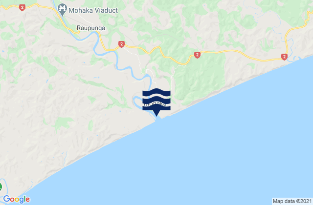 Mappa delle maree di Onewhero Bay, New Zealand